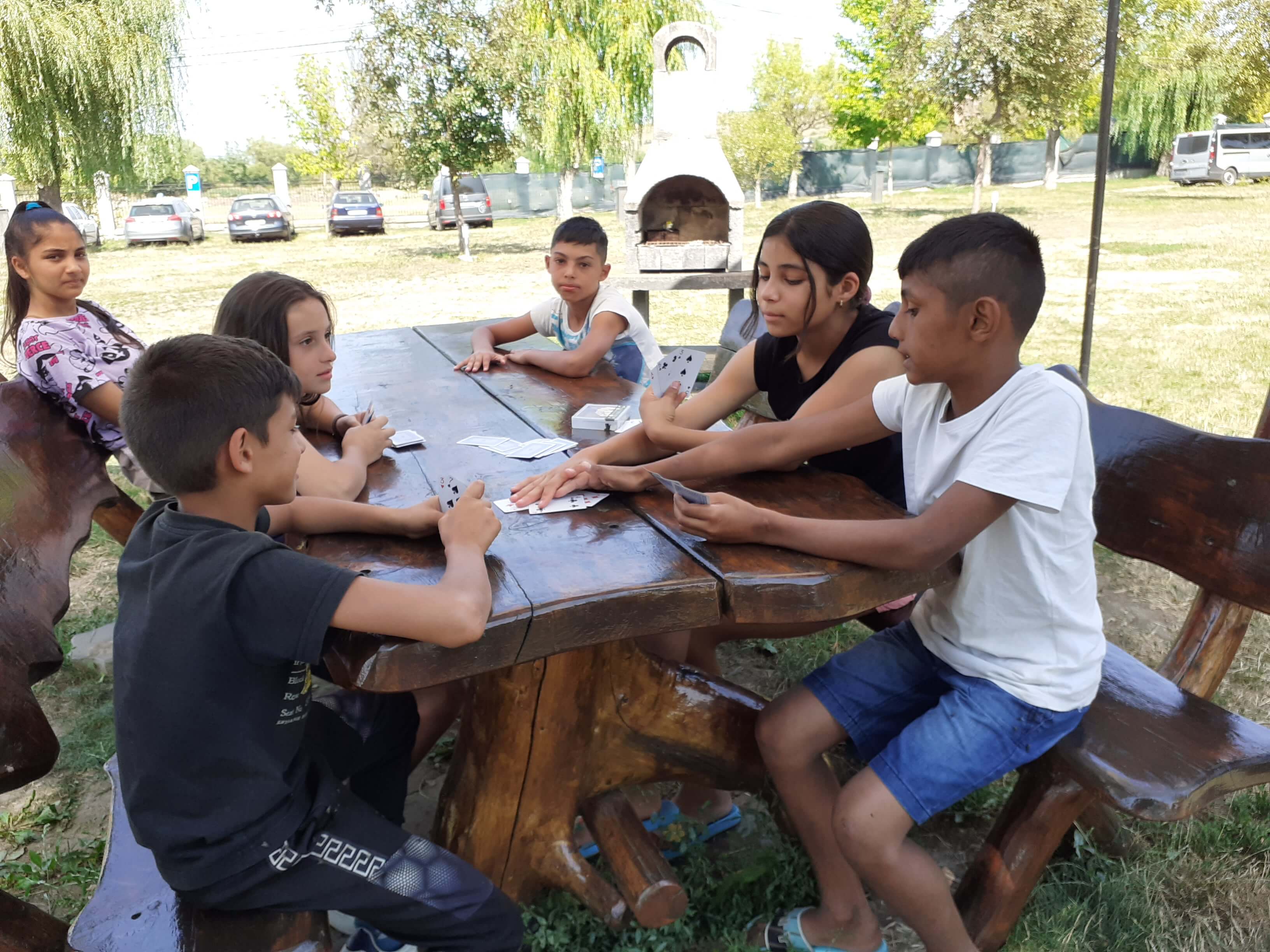 Sorin enjoys a game with friends at camp