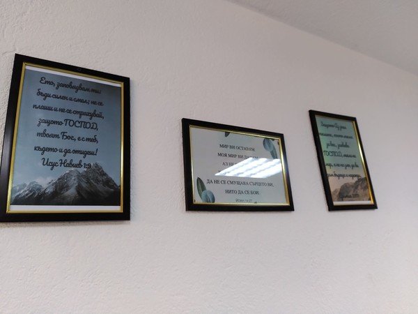 Bible Verses on the wall of Todor's salon